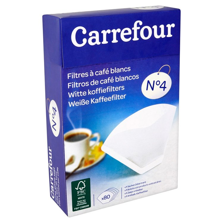 Carrefour Filtres à Café Blancs N°4  X40
