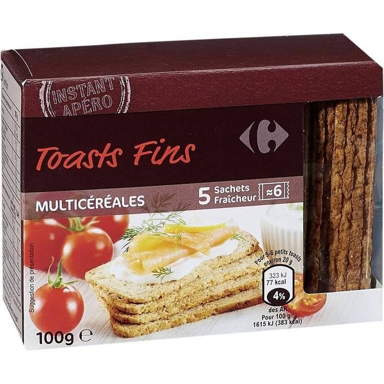 Toasts fins multicéréales Carrefour le paquet de 100 g