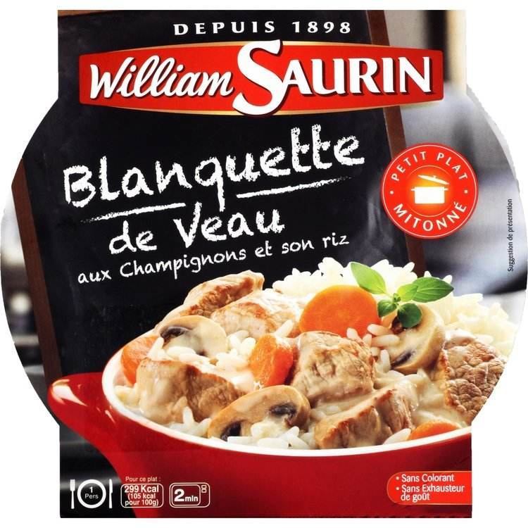  Plat cuisiné blanquette veau/champignons/riz William Saurin