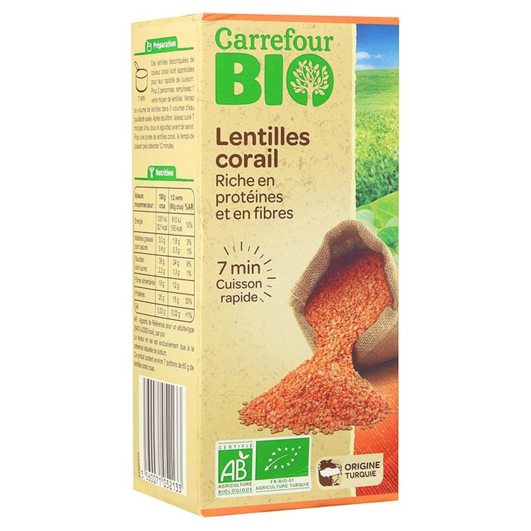 Lentilles corail bio